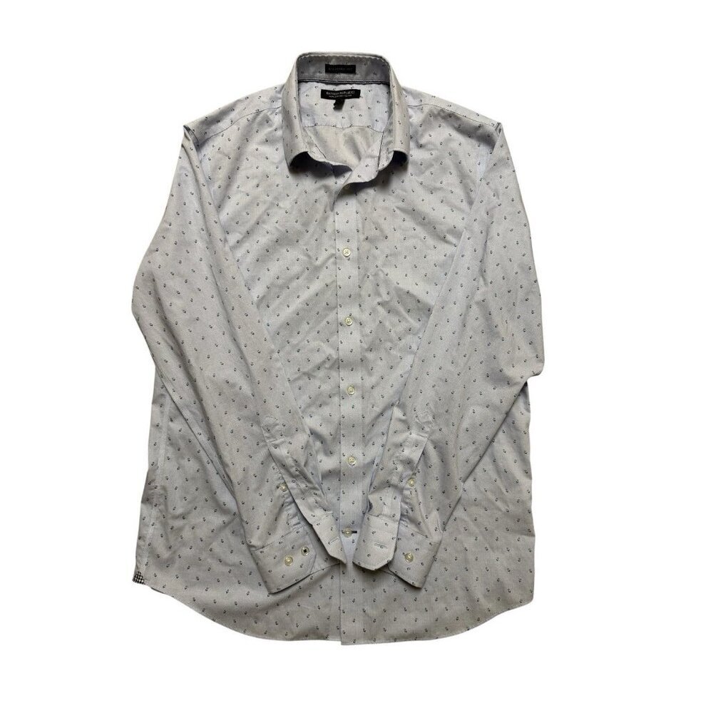 Banana Republic Standard Fit Non Iron Shirt Mens M Blue Floral Cotton
